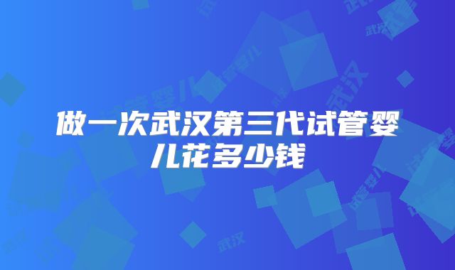 做一次武汉第三代试管婴儿花多少钱