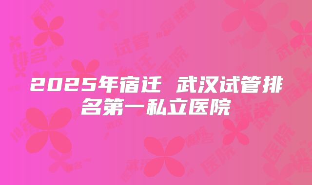 2025年宿迁 武汉试管排名第一私立医院