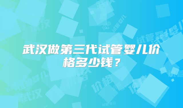武汉做第三代试管婴儿价格多少钱?