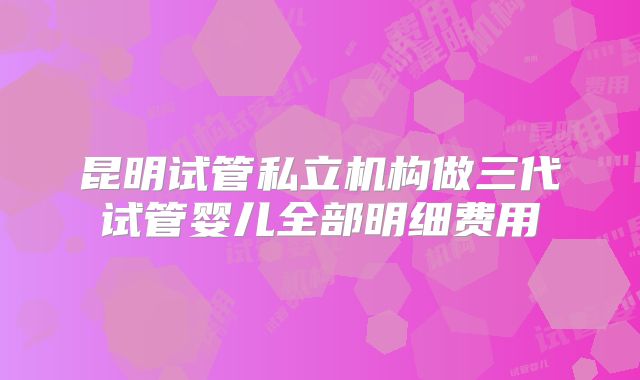 昆明试管私立机构做三代试管婴儿全部明细费用