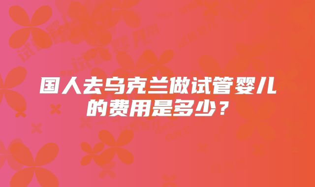 国人去乌克兰做试管婴儿的费用是多少？