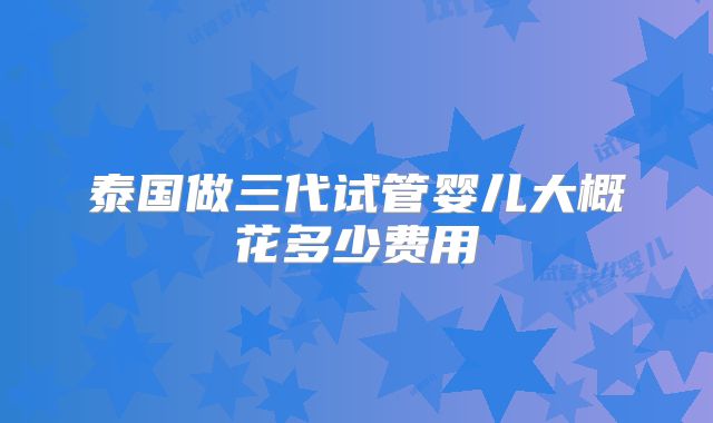泰国做三代试管婴儿大概花多少费用