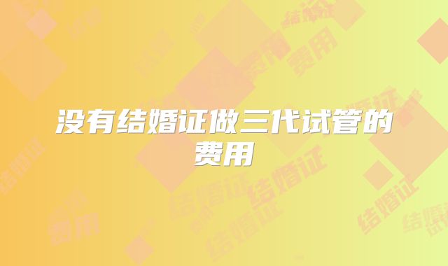 没有结婚证做三代试管的费用