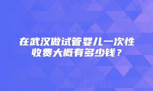 在武汉做试管婴儿一次性收费大概有多少钱？