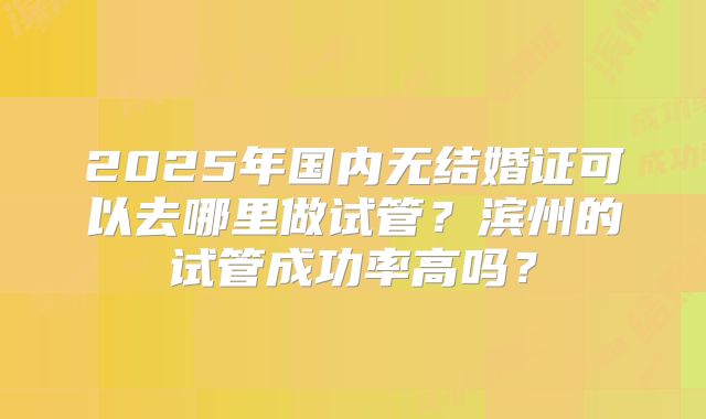 2025年国内无结婚证可以去哪里做试管?滨州的试管成功率高吗?