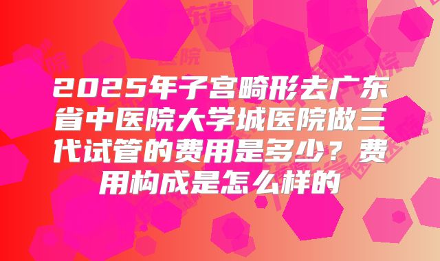 2025年子宫畸形去广东省中医院大学城医院做三代试管的费用是多少?费用构成是怎么样的