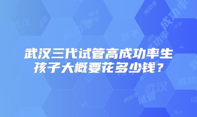 武汉三代试管高成功率生孩子大概要花多少钱？