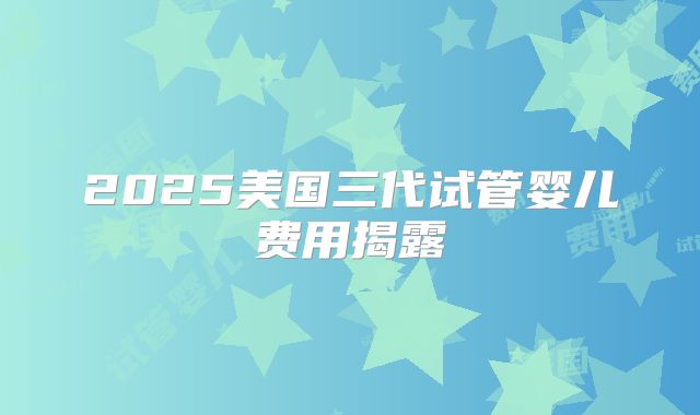 2025美国三代试管婴儿费用揭露