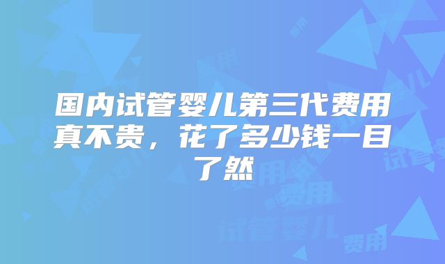 国内试管婴儿第三代费用真不贵，花了多少钱一目了然