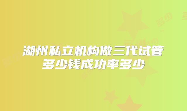 湖州私立机构做三代试管多少钱成功率多少