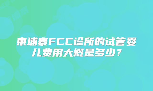 柬埔寨FCC诊所的试管婴儿费用大概是多少？