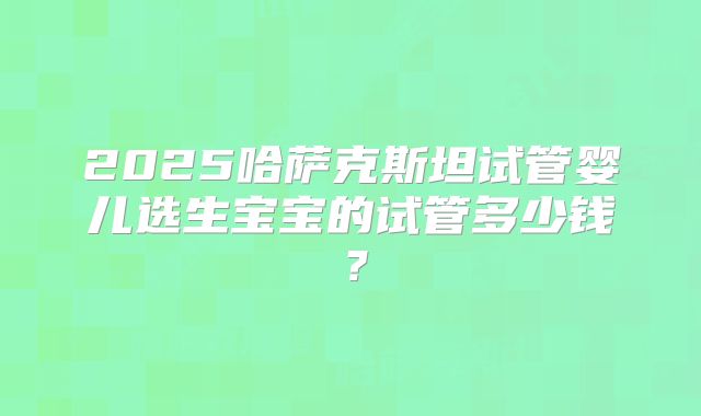 2025哈萨克斯坦试管婴儿选生宝宝的试管多少钱？