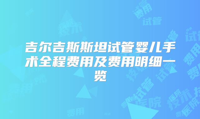 吉尔吉斯斯坦试管婴儿手术全程费用及费用明细一览