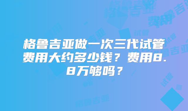 格鲁吉亚做一次三代试管费用大约多少钱?费用8.8万够吗?