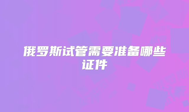 俄罗斯试管需要准备哪些证件
