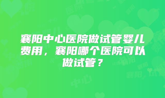 襄阳中心医院做试管婴儿费用，襄阳哪个医院可以做试管？