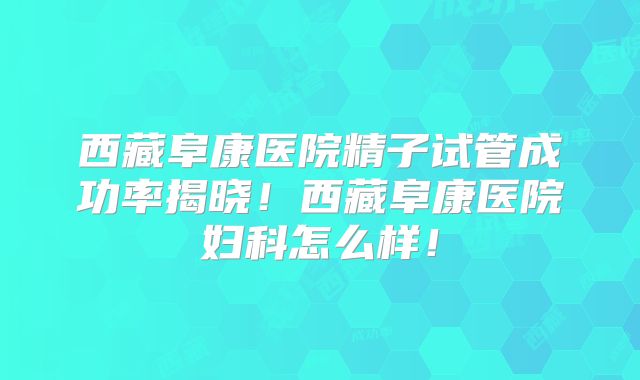 西藏阜康医院精子试管成功率揭晓!西藏阜康医院妇科怎么样!