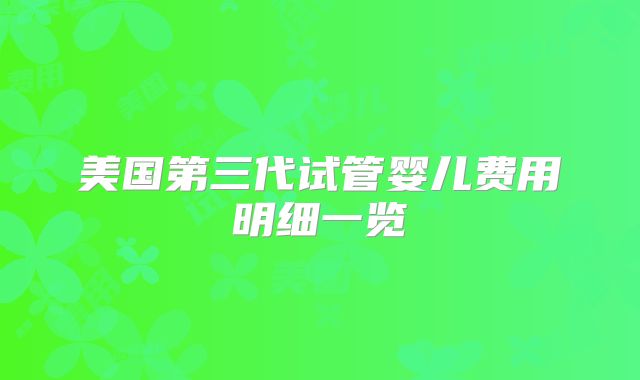 美国第三代试管婴儿费用明细一览