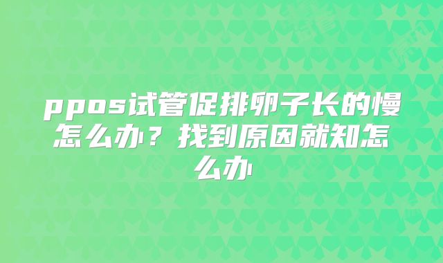 ppos试管促排卵子长的慢怎么办?找到原因就知怎么办