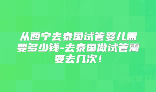 从西宁去泰国试管婴儿需要多少钱-去泰国做试管需要去几次！