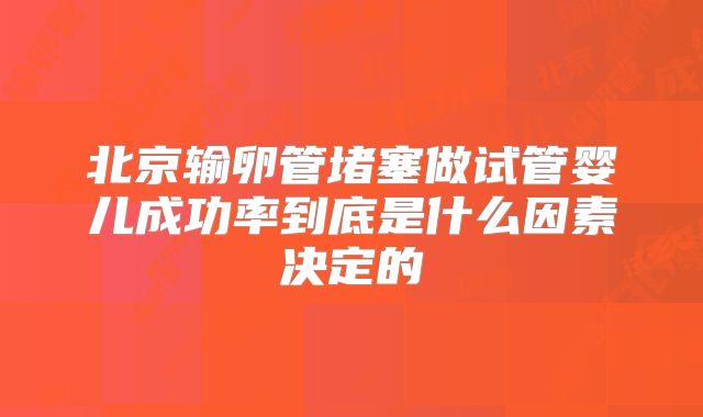 北京输卵管堵塞做试管婴儿成功率到底是什么因素决定的