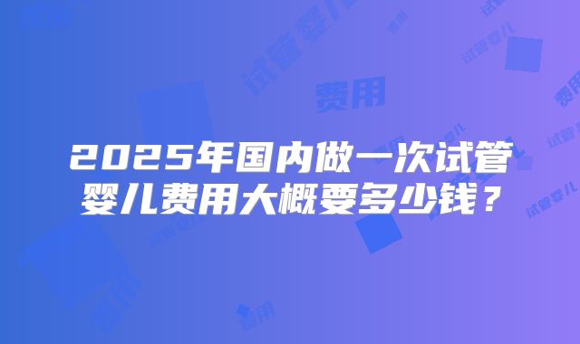 2025年国内做一次试管婴儿费用大概要多少钱?