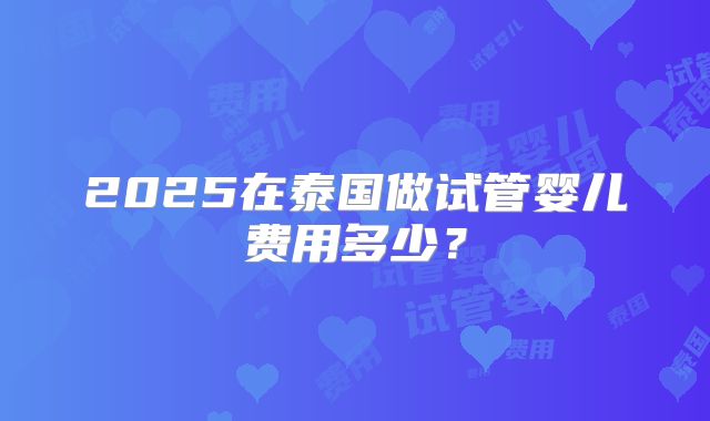 2025在泰国做试管婴儿费用多少？