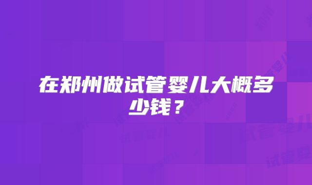 在郑州做试管婴儿大概多少钱？