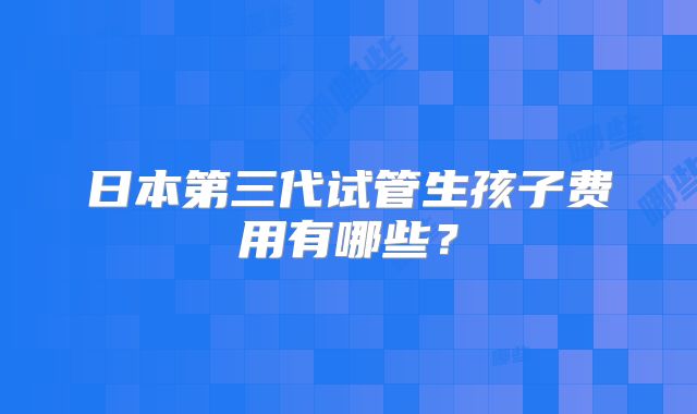 日本第三代试管生孩子费用有哪些？
