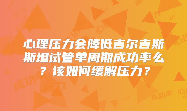 心理压力会降低吉尔吉斯斯坦试管单周期成功率么？该如何缓解压力？