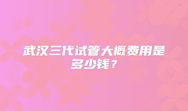武汉三代试管大概费用是多少钱？