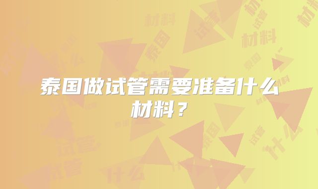 泰国做试管需要准备什么材料？