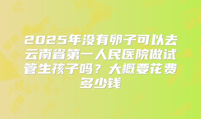 2025年没有卵子可以去云南省第一人民医院做试管生孩子吗？大概要花费多少钱