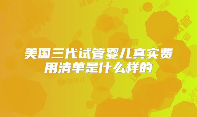 美国三代试管婴儿真实费用清单是什么样的