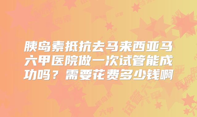 胰岛素抵抗去马来西亚马六甲医院做一次试管能成功吗？需要花费多少钱啊