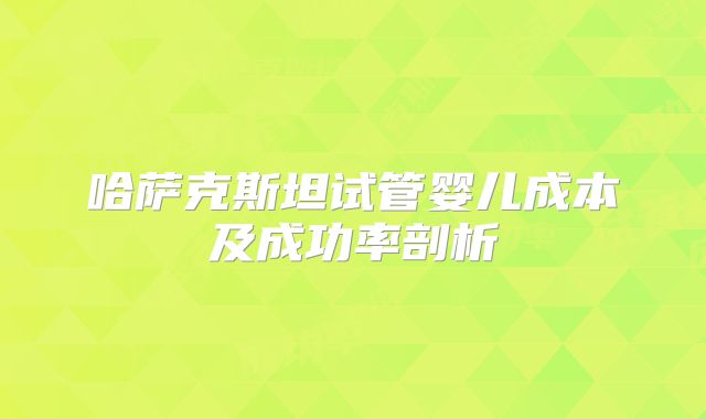 哈萨克斯坦试管婴儿成本及成功率剖析