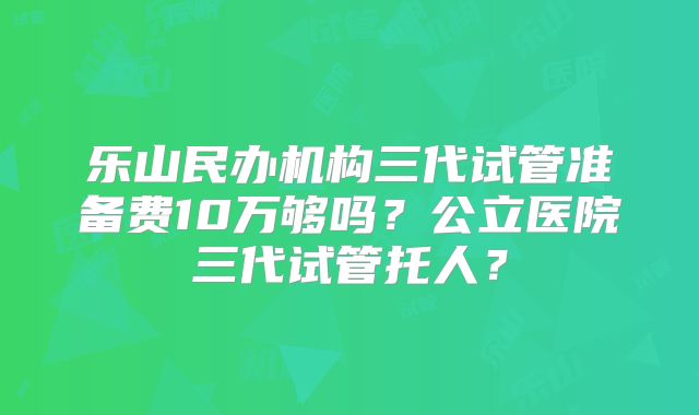 乐山民办机构三代试管准备费10万够吗？公立医院三代试管托人？