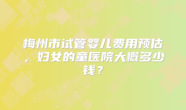 梅州市试管婴儿费用预估,妇女的童医院大概多少钱?