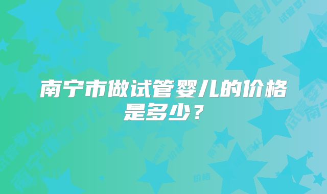 南宁市做试管婴儿的价格是多少？