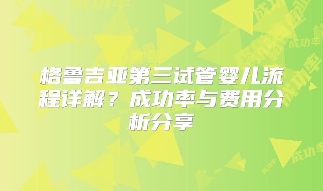 格鲁吉亚第三试管婴儿流程详解？成功率与费用分析分享