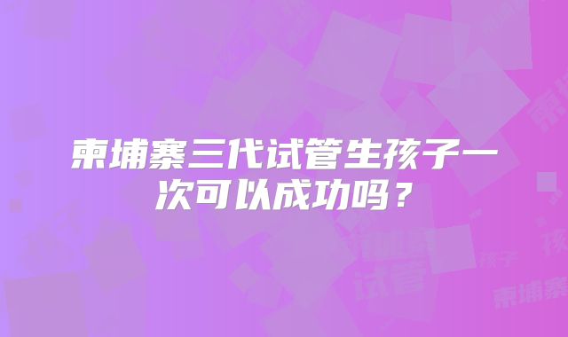 柬埔寨三代试管生孩子一次可以成功吗？