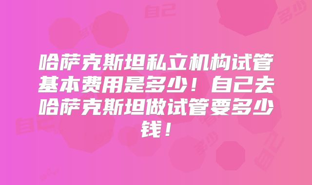 哈萨克斯坦私立机构试管基本费用是多少！自己去哈萨克斯坦做试管要多少钱！