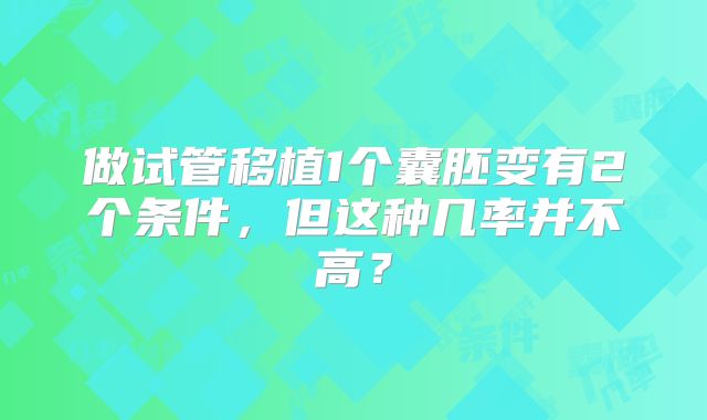 做试管移植1个囊胚变有2个条件，但这种几率并不高？