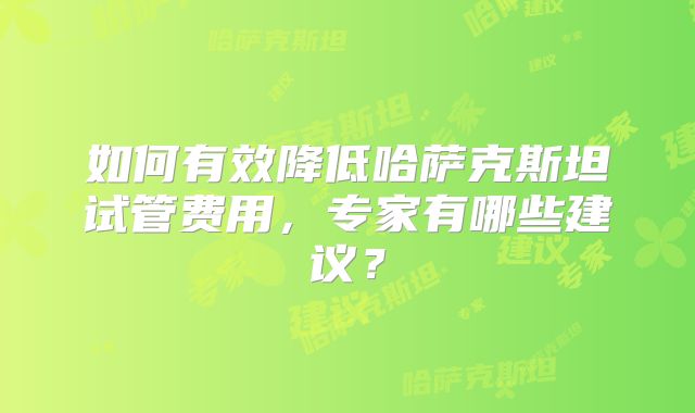 如何有效降低哈萨克斯坦试管费用,专家有哪些建议?