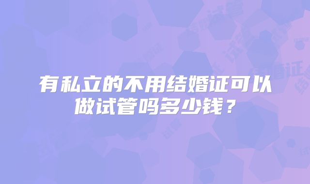 有私立的不用结婚证可以做试管吗多少钱?