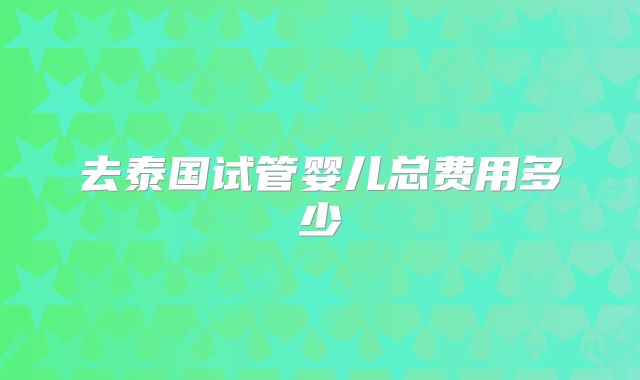 去泰国试管婴儿总费用多少
