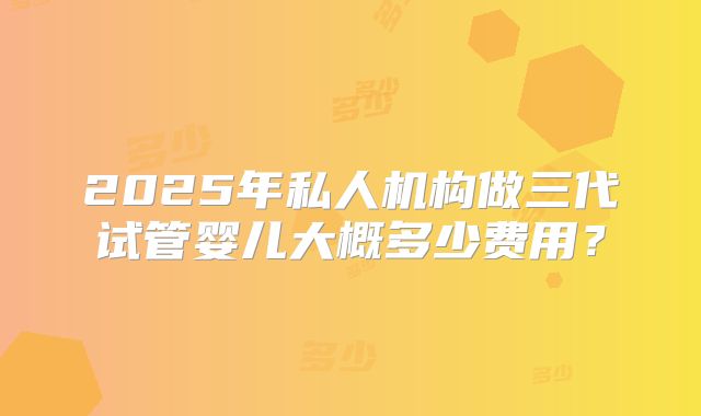 2025年私人机构做三代试管婴儿大概多少费用?