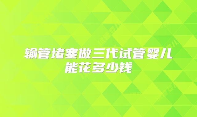 输管堵塞做三代试管婴儿能花多少钱