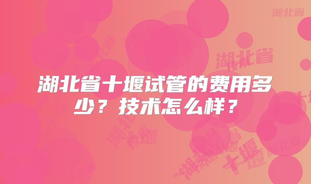 湖北省十堰试管的费用多少？技术怎么样？