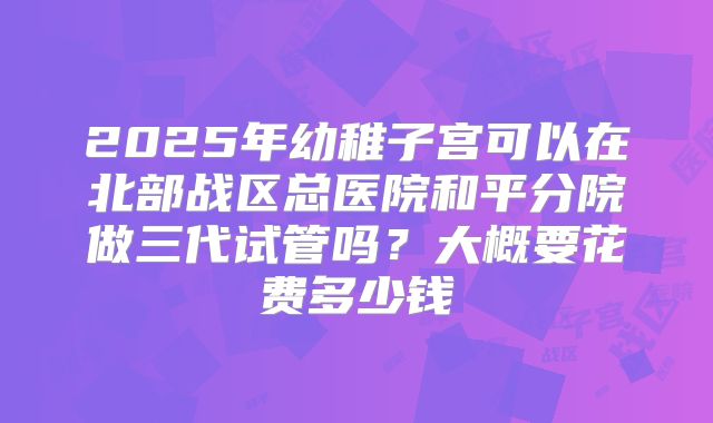 2025年幼稚子宫可以在北部战区总医院和平分院做三代试管吗?大概要花费多少钱